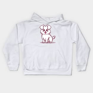 Cute Dog Sitting Cartoon Illustration Kids Hoodie